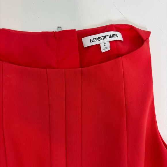 Elizabeth & James Sleeveless Hollis Fit Flare Mini Dress Boatneck Poppy Red 2 - Picture 4 of 8